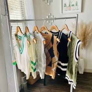 Olive Green Sweater Knit Vest Medium